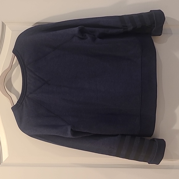 Tommy Hilfiger Sweatshirt Womens Large Blue Black Fleece Lined Pullover Cropped - Picture 4 of 6